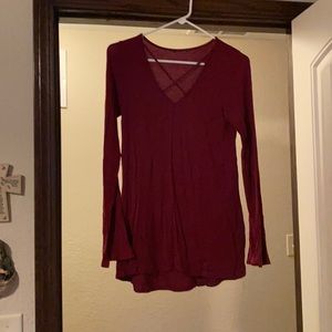 Burgundy long sleeve top